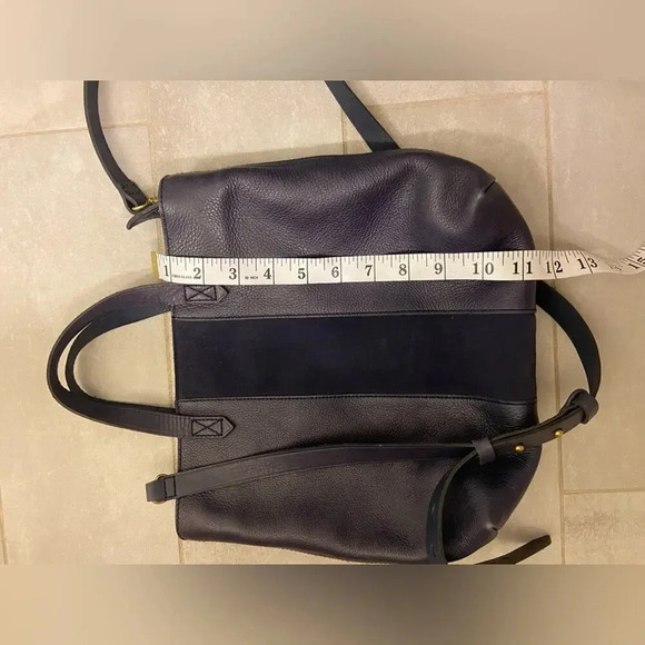 Madewell The Small Transport Leather Tote Dark Midnight Blue - Picture 14 of 15